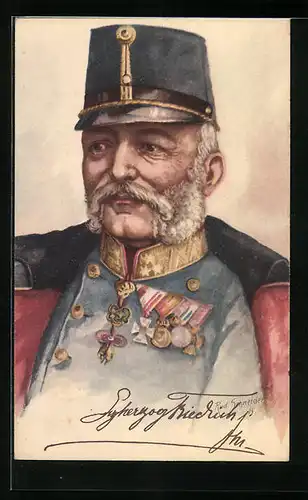 Künstler-AK Erzherzog Friedrich von Österreich in Uniform