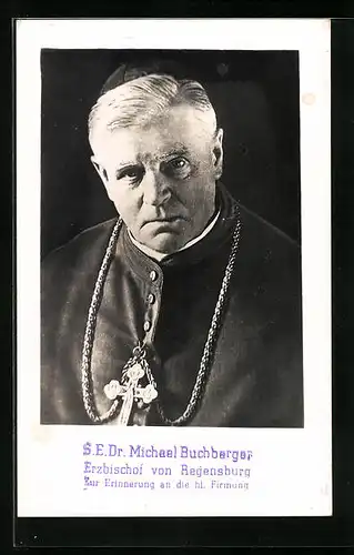 AK Portrait des Erzbischofs von Regensburg, Dr. Michael Buchberger im Ornat