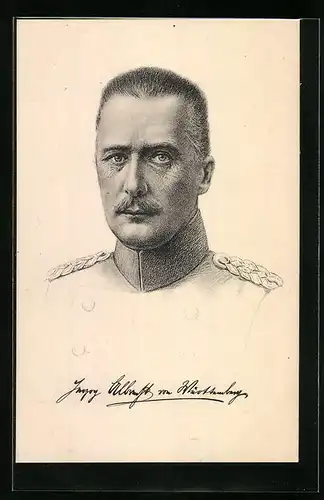 Künstler-AK Portrait Herzog Albrecht von Württemberg in Uniform