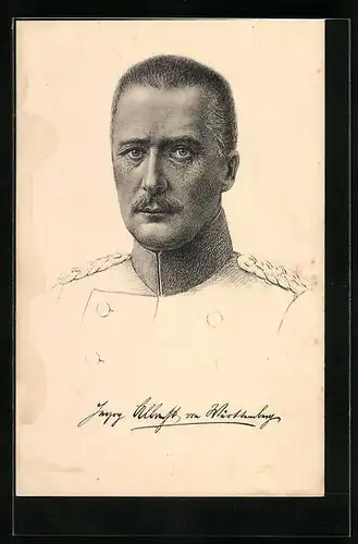 Künstler-AK Portrait des Herzogs Albrecht von Württemberg in Uniform