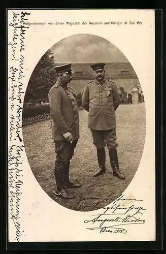 AK Paul von Hindenburg und der deutsche Kaiser bei einer Besprechung im Felde