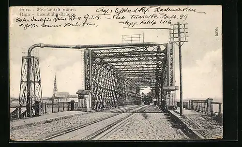 AK Riga, Blick über die Eisenbahnbrücke