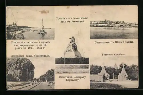AK Sébastopol, Ortsansicht vom Wasser aus, Eisenbahnstrecke