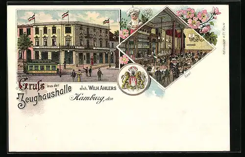 Lithographie Hamburg, Restaurant Zeughaushalle, Zeughausmarkt 37