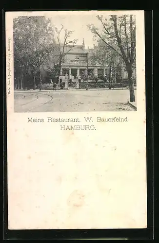 AK Hamburg-Harvestehude, Meins Restaurant von W. Bauerfeind, Grindelberg 2