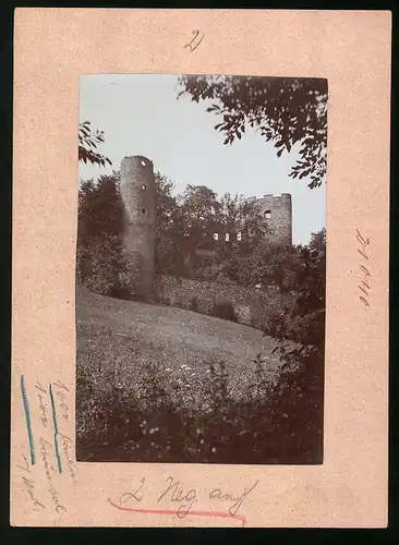 Fotografie Brück & Sohn Meissen, Ansicht Frauenstein i. Erzg., Blick auf die Ruine der Burg