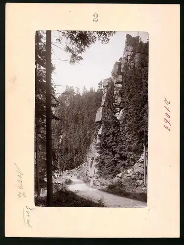 Fotografie Brück & Sohn Meissen, Ansicht Marienberg i. Erzg., Felswände im Schwarzwassertal