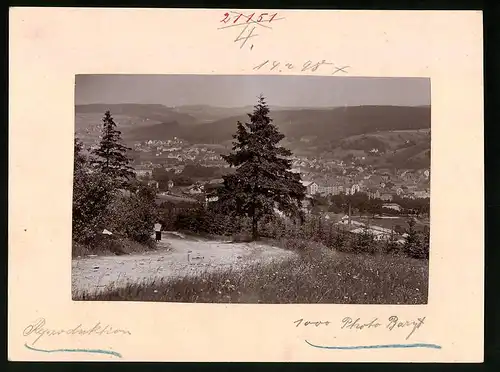 Fotografie Brück & Sohn Meissen, Ansicht Olbernhau i. Erzg., Blick auf den Ort vom Berg aus