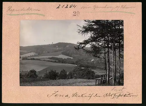 Fotografie Brück & Sohn Meissen, Ansicht Jena, Blick auf den Forst mit Bismarckturm