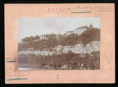 Fotografie Brück & Sohn Meissen, Ansicht Dornburg a. Saale, Blick auf das Goethe Schloösschen und Altes Schloss