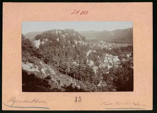 Fotografie Brück & Sohn Meissen, Ansicht Oybin, Blick auf den Berg Oybin mit Wohnhäusern