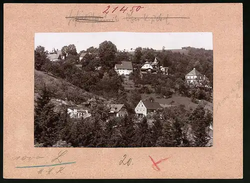 Fotografie Brück & Sohn Meissen, Ansicht Kipsdorf i. Erzg., Blick auf Oberkipsdorf mit Cafe, Pension Gustav Holfer
