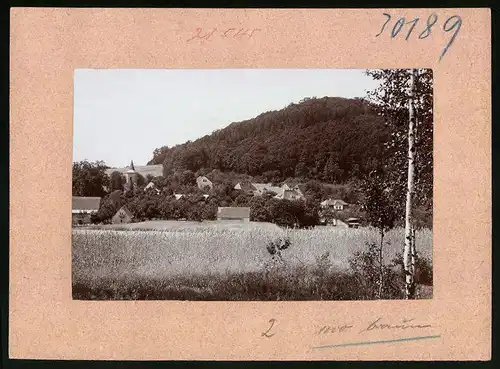 Fotografie Brück & Sohn Meissen, Ansicht Collm bei Oschatz, Teilansicht des Ortes mit dem Collmberg