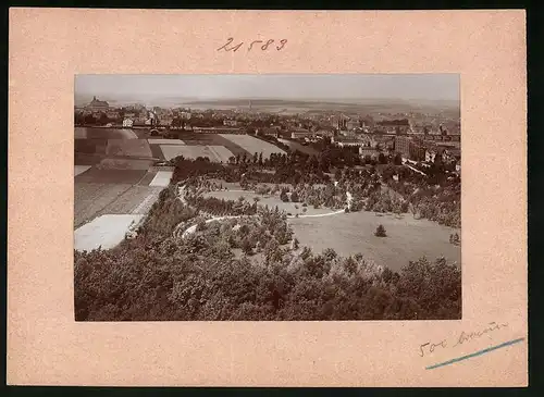 Fotografie Brück & Sohn Meissen, Ansicht Burgstädt i. Sa., Blick auf die Stadt vom Berg aus gesehen