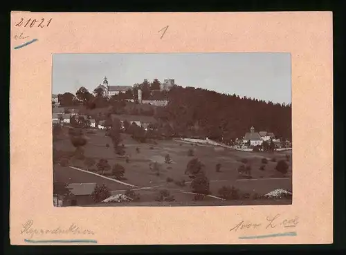 Fotografie Brück & Sohn Meissen, Ansicht Frauenstein i. Erzg., Blick auf den Ort mit Schloss und Kirche