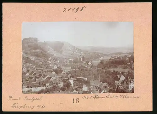 Fotografie Brück & Sohn Meissen, Ansicht Freyburg a. U., Teilansicht des Ortes mit Blick zur Fabrik