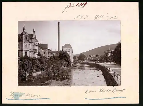 Fotografie Brück & Sohn Meissen, Ansicht Olbernhau i. Erzg., Innere Grünthaler Strasse mit Häuserpartie