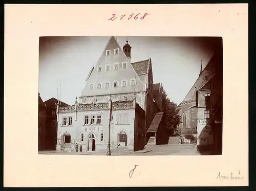 Fotografie Brück & Sohn Meissen, Ansicht Eisleben, Partie am Rathaus mit Geschäft Lederhaus