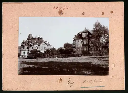 Fotografie Brück & Sohn Meissen, Ansicht Bärenfels i. Erzg., Blick auf die Villa Lydia und Felsenburg