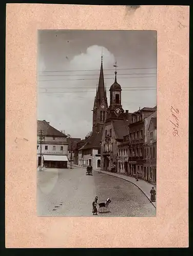 Fotografie Brück & Sohn Meissen, Ansicht Wilsdruff, Partie am Rathaus mit Alte Post, Schneider Hampel, Mode E. Wehner
