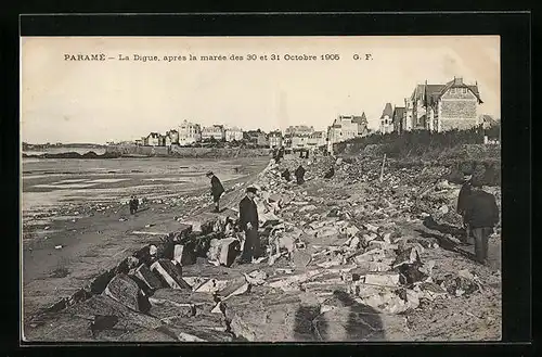 AK Paramé, La Digue après la marée de 1905, Hochwasser