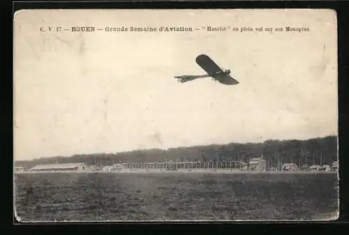 AK Rouen, Grande Semaine d`Aviation, Hanriot en plein vol sur son Monoplan, Flugzeug