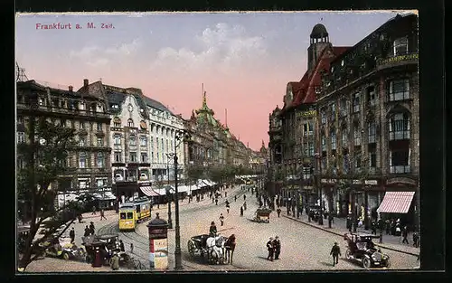 AK Frankfurt a. M., Zeil mit Strassenbahn