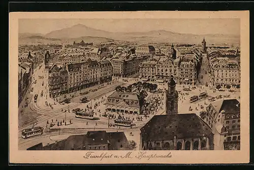 AK Frankfurt a. M., Hauptwache mit Strassenbahn