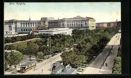 AK Wien, Burgring mit Strassenbahnen