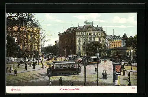 AK Berlin, Potsdamerplatz mit Strassenbahnen