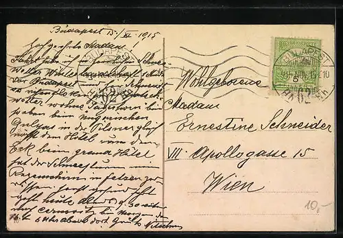 AK Budapest, Baross-Platz, Strassenbahn