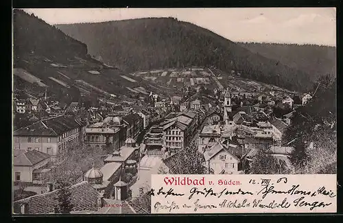 AK Wildbad, Ortsansicht von Süden