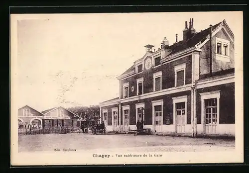 AK Chagny, Vue exterieure de la Gare