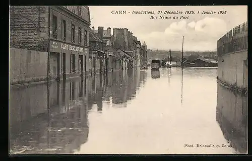 AK Caen, Inondations, Rue Neuve du Port