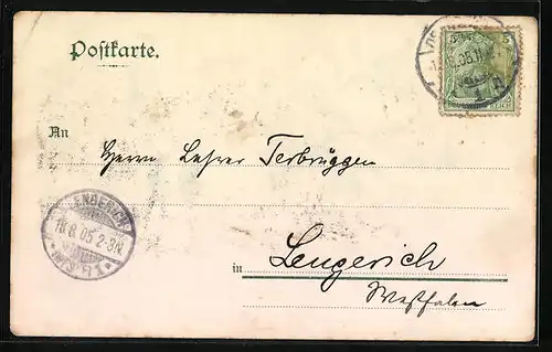 Lithographie Osnabrück, Hotel Germania, Haupt-Garten-Ansicht, Hof
