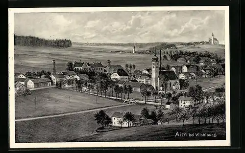 AK Aich bei Vilsbiburg, Teilansicht mit Kirche