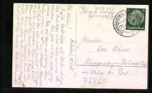 AK Rohrbach bei Landau /Pf., Strassenpartie mit Gasthaus zur Traube