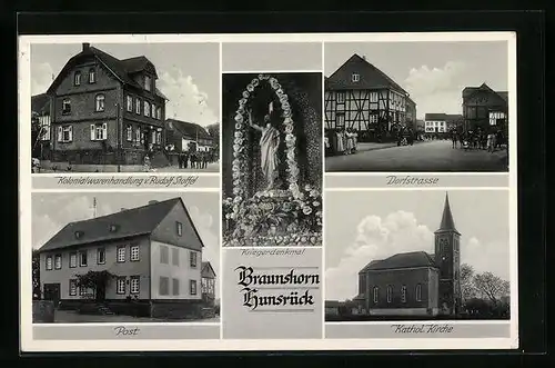 AK Braunshorn /Hunsrück, Kath. Kirche, Dorfstrasse, Post