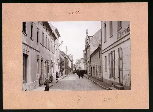 Fotografie Brück & Sohn Meissen, Ansicht Ruhland O. L., Bahnhofstrasse, Hotel Deutsches Haus, Handlung B. J. Haferland