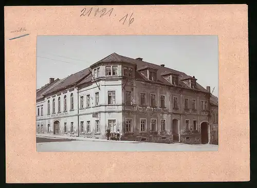 Fotografie Brück & Sohn Meissen, Ansicht Frauenstein i. Erzg., Partie am Gasthaus zum goldenen Stern