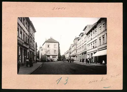 Fotografie Brück & Sohn Meissen, Ansicht Apolda, Bahnhofstrasse mit Friseur August Thomas, Geschäfte Kuszkowski, E. Aber