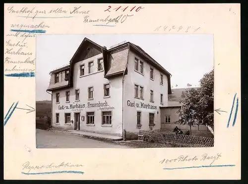 Fotografie Brück & Sohn Meissen, Ansicht Frauenbach bei Neuhausen, Am Gasthaus Frauenbach von Max Zettel