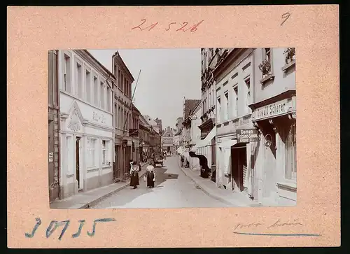 Fotografie Brück & Sohn Meissen, Ansicht Wurzen, Jakobsgasse, Frisör Oswald Scherer, Hotel Stadt Wien, Geschäft Misslitz