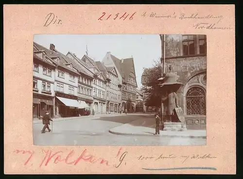 Fotografie Brück & Sohn Meissen, Ansicht Nordhausen, Marktplatz, Geschäft Ado. Witzell, H. Juckenack, Nordhäuser Roland