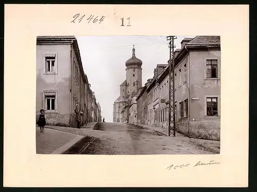 Fotografie Brück & Sohn Meissen, Ansicht Marienberg i. Sa., Blick in die Marienstrasse / Katharinen Strasse zur Kirche