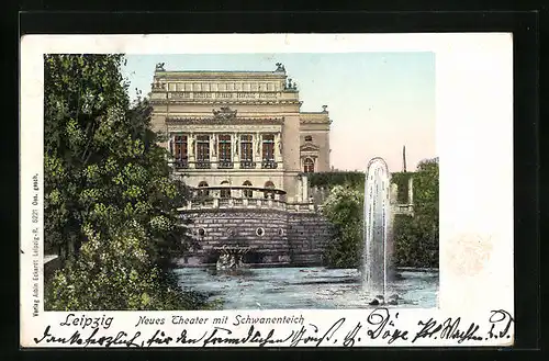 AK Leipzig, Neues Theater mit Schwanenteich