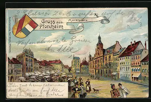 Lithographie Pforzheim, Marktplatz