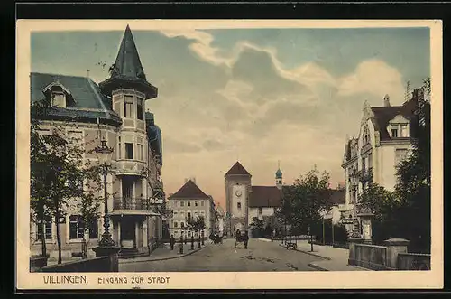 AK Villingen, Eingang zur Stadt, Strassenpartie