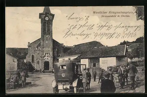 AK Chatas, Strassenbild mit Kirche, deutsche Soldaten