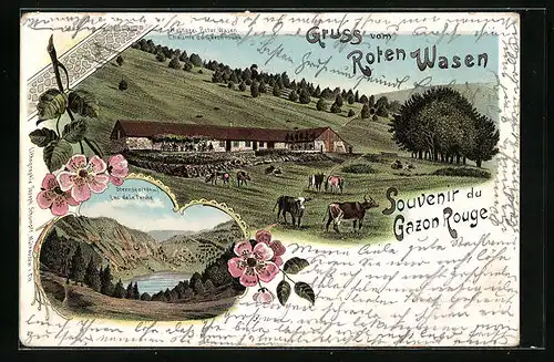 Lithographie Saint-Maurice-sur-Moselle, Chaume du Gazon Rouge, Lac de la Perche